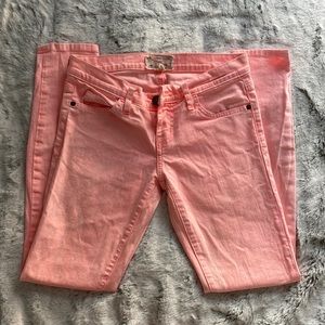 Current/Elliot coral low-rise skinny jeans